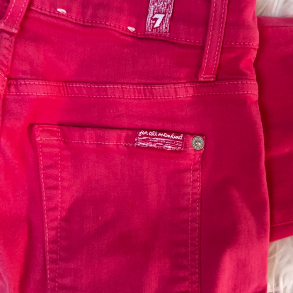 7 For All Mankind | Women's Skinny size 24 | Fray Ankle Crop | Hot Pink